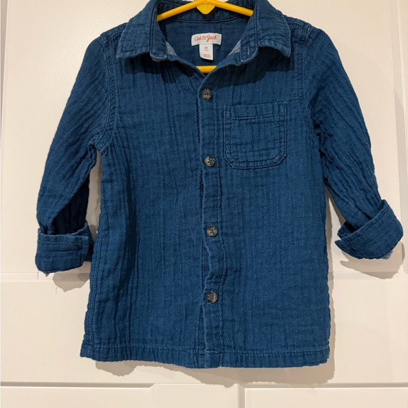 Cat & Jack Other - Cat & Jack Dark Blue Textured Button-Down Shirt for Kids